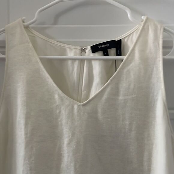 Theory Oekel Linen Drape Dress in Ivory - Picture 3 of 8